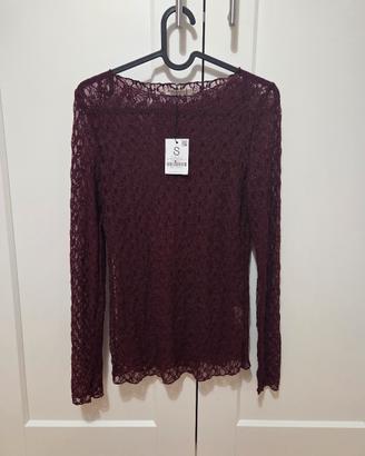 Maglietta in pizzo bordeaux  nuova 14€