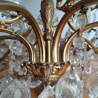 Lampadario  in ottone e gocce di cristallo 15 luci