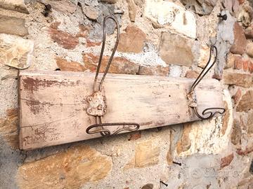 Appendiabiti Vintage Legno e Ferro - Rustico 71 cm