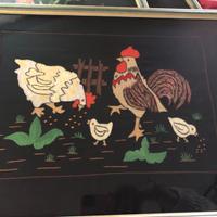 Serie quadri vintage natura ricamati a mano raso