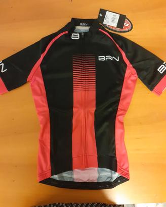 Maglia BRN maniche corte con zip donna Fluo Fuxia