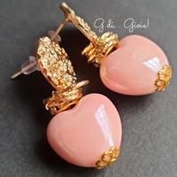 Orecchini con cuori in ceramica rosa nuovi
