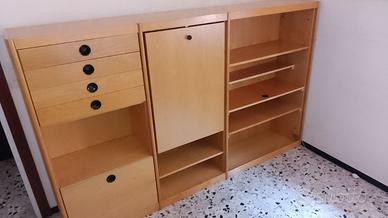 CASSETTIERA LIBRERIA con SCRIVANIA INCORPORATA