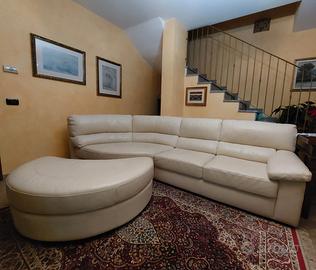 Divano 4 posti in pelle con isola