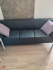 Divano in Pelle blu 3 posti  