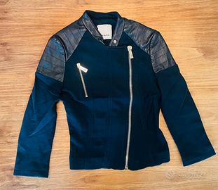 Giubbino nero Pinko tessuto e vera pelle taglia S