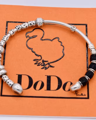 dodo cuff bracciale rigido granelli resina argento