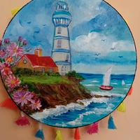 tamburello dipinto a mano il "faro"