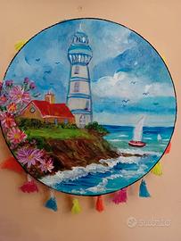 tamburello dipinto a mano il "faro"