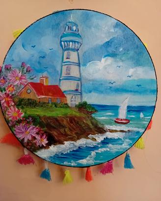 tamburello dipinto a mano il "faro"