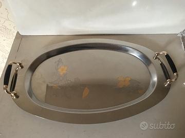 Vassoio acciaio inox 18/10 e oro 24KT