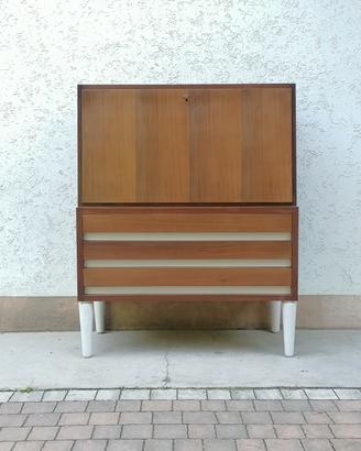 Mobiletto vintage con ribalta anni 60 in teak 