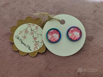 orecchini Sakura acciaio inox e vetro resina 