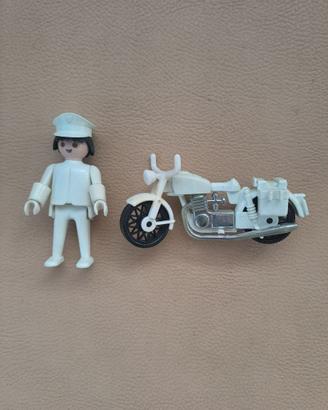 Playmobil color poliziotto in moto RARO