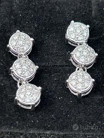 Orecchini trilogy oro bianco 18 k diamanti 1 ct
