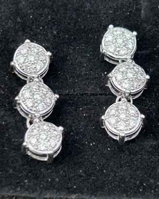 Orecchini trilogy oro bianco 18 k diamanti 1 ct