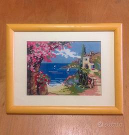 Quadro ricamato a mezzopunto con cornice 45x35