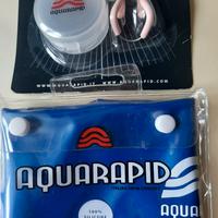 Cuffia nuoto silicone + tappanaso Aquarapid nuovi