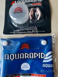 Cuffia nuoto silicone + tappanaso Aquarapid nuovi