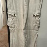Pantalone uomo cargo bianchi in lino