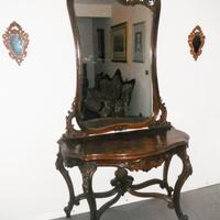Consolle luigi filippo con alzata e specchio epoca