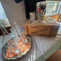 Lotto 11 pezzi con casseta in legno vintage