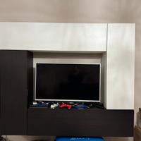 Parete porta tv bianco e wengé