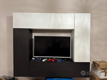 Parete porta tv bianco e wengé