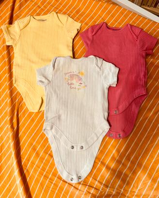 Lotto 3 body bimba a costine 62 cm Primark neonata