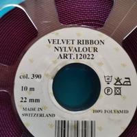 Nastro velluto fermo h. mm. 22 rotoli da mt. 10