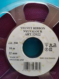 Nastro velluto fermo h. mm. 22 rotoli da mt. 10