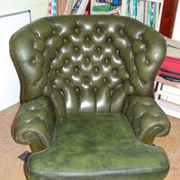 poltrona inglese  in pelle schienale alto