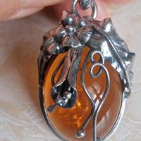 ciondolo argento 925 con ambra