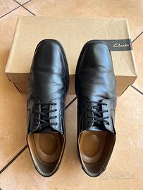 Scarpe stringate in pelle nera Clarks da uomo, 44