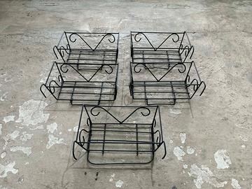 5 fioriere da ringhiera in metallo, anni 90