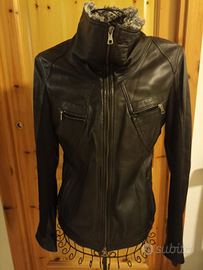 Giacca in vera pelle e eco pelliccia artigianale