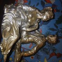 Scultura innamorati Rara in marmo colata d'argento