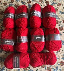 Gomitoli di lana rossa nuova 500 gr ferri 3,5-4