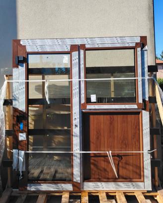Serramento PVC porta + finestra EFFETTO LEGNO