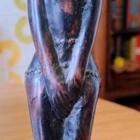 Scultura Donna Africana Legno Vintage - 37 cm