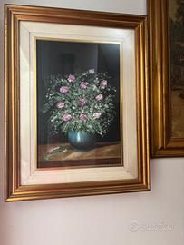 Vaso di fiori olio su tela