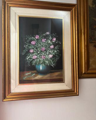 Vaso di fiori olio su tela