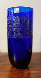 Vaso Egizia in vetro blu cobalto decorato a mano