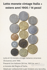 Lotto monete vintage Italia + estero anni 1900 – 1