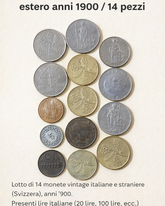 Lotto monete vintage Italia + estero anni 1900 – 1