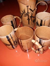 Set  bambù vintage  6 bicchieri più  boccale