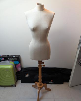 Manichino sartoriale donna con base in legno