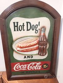 Insegna pubblicitaria in legno Coca Cola 