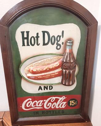 Insegna pubblicitaria in legno Coca Cola 