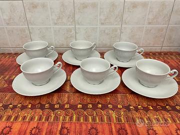 Set 6 tazze da tè con piattino in porcellana